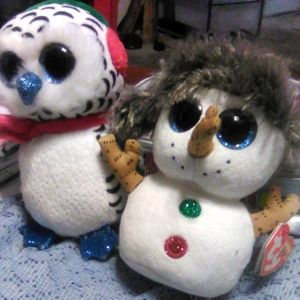 Ty Beanie Boos Snowman and owl what